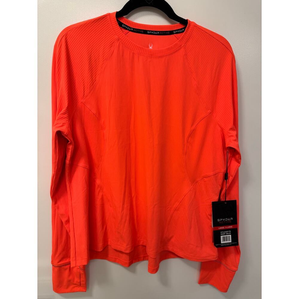 Spyder NWT XL Long Sleeve Neon Orange Long Sleeve Activewear Top